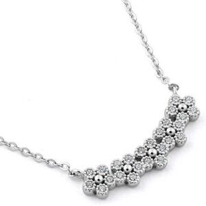 Sterling Silver Flowers CZ Adjustable Necklace New